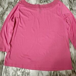 Ralph Lauren Vibrant Pink Knit Top Open Work Boat Neck Classic Preppy Barbiecore
